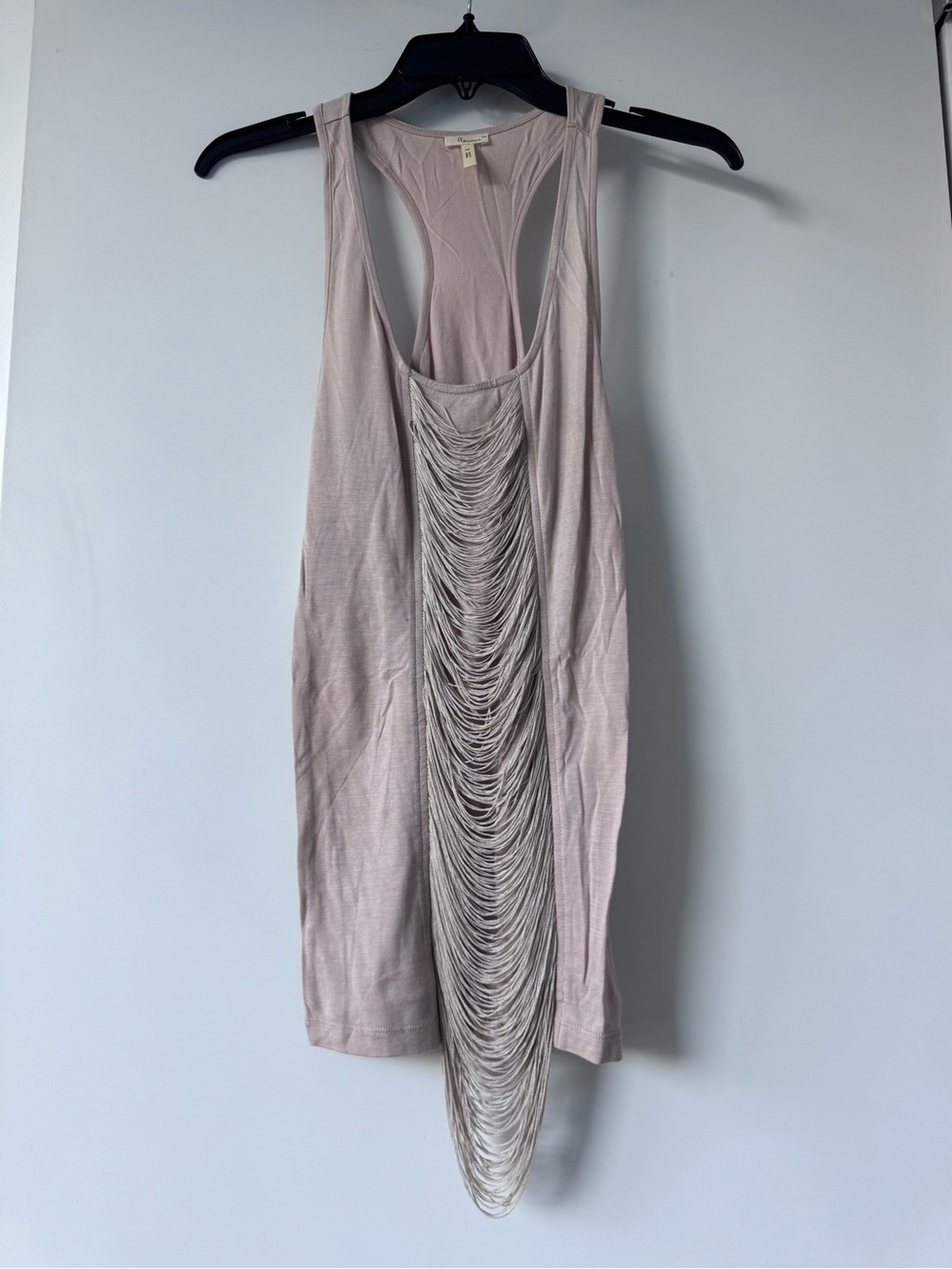 Fringe-Front Racerback Camisole in Light Taupe
